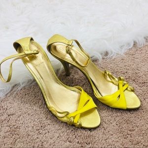 J. Crew Italy Yellow Gold Strappy Dressy Heels 8.5